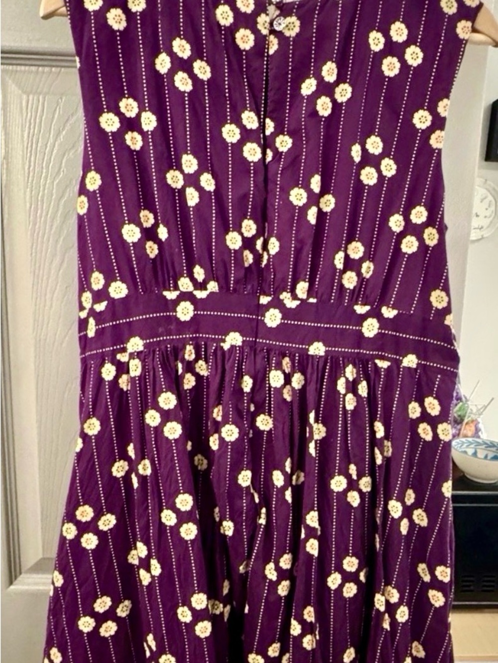 Emily and Fin ModCloth Purple Floral Retro Fit & Flare Dress XL - Picture 2 of 6